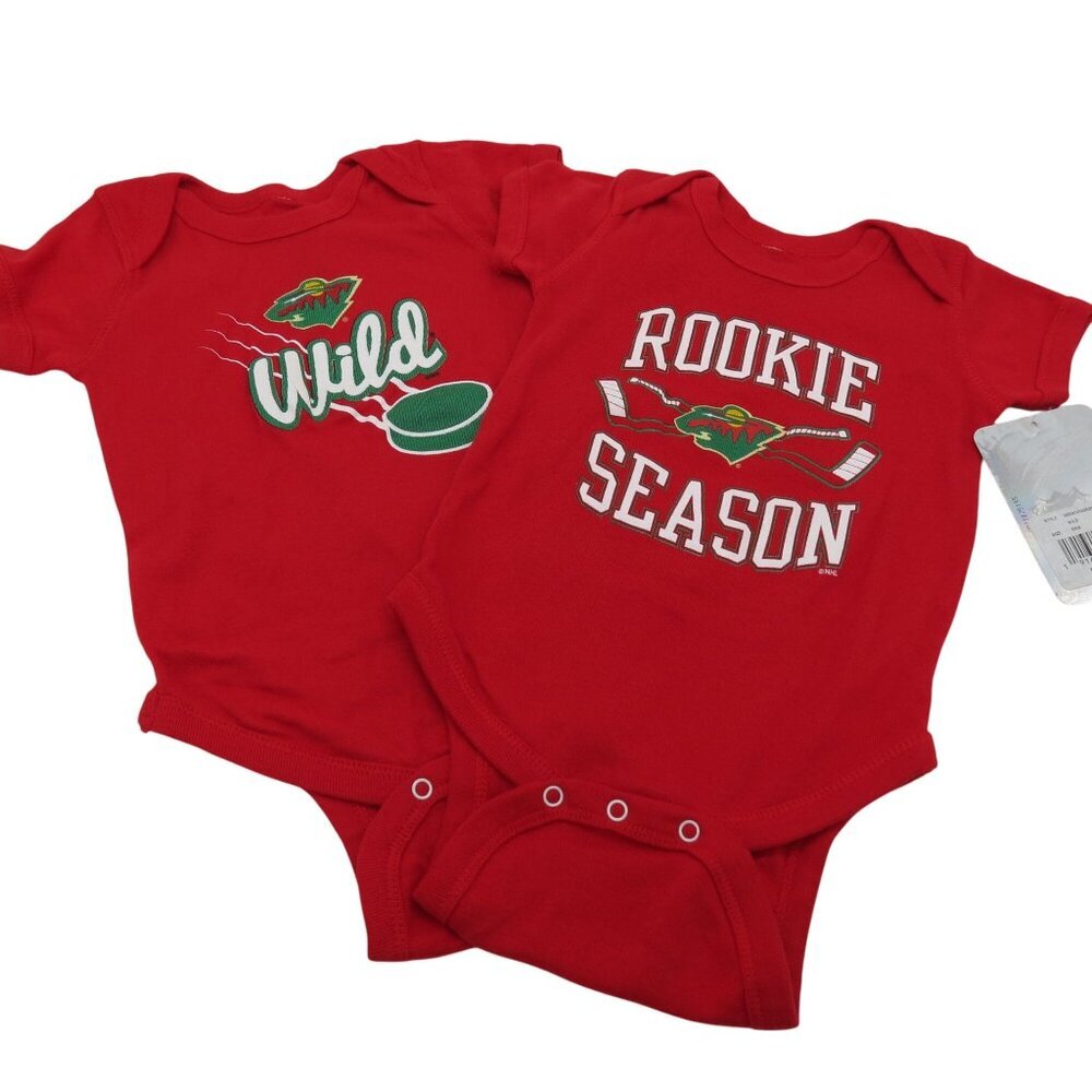 NHL Minnesota Wild Set of 2 Red Infant 3/6m Bodysuits Creeper One Piece Hockey